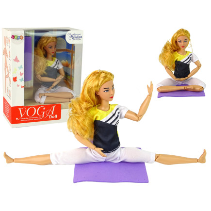 Lalka dla dzieci mata joga długie blond włosy