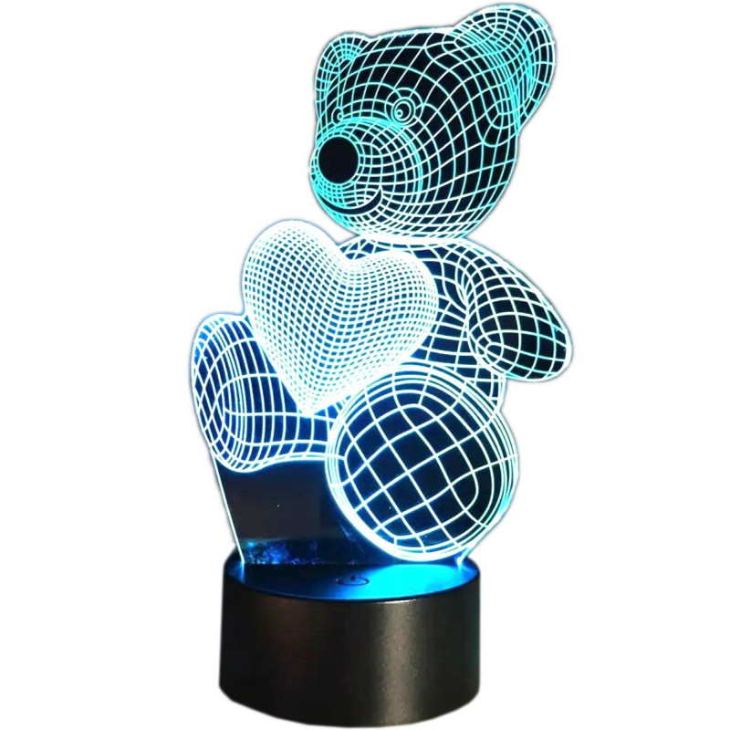 Lampka nocna miś 3D LED Zd98j EAN: 5907621851392 - idealne oświetlenie do pokoju dziecięcego i nie tylko!
