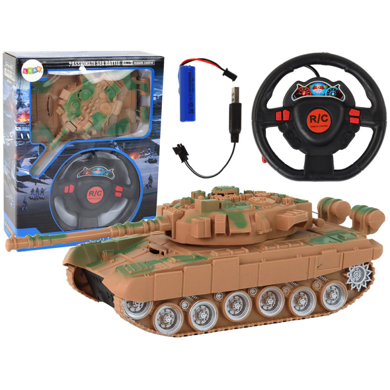 Czołg R/C Zdalnie Sterowany z Dźwiękiem i Światłem Piaskowy 1:18 EAN: 5905991000976