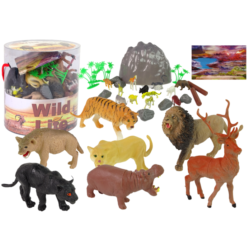 Zestaw figurek Dzikie Zwierzęta Safari - Lew, Gepard, Tygrys 34 elementy EAN: 5905214978266