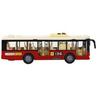 Autobus na baterie światła dźwięki czerwony miejski  1:16