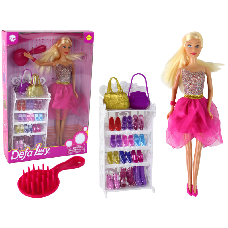 Lalka lucy sukienka różowa brokatowa zestaw buty
