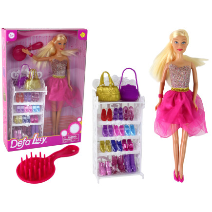 Lalka lucy sukienka różowa brokatowa zestaw buty