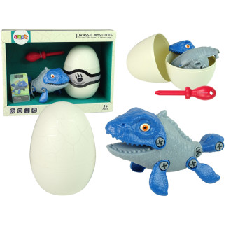 Zestaw dinozaur mosasaur z jajkiem diy śrubokręt niebieski