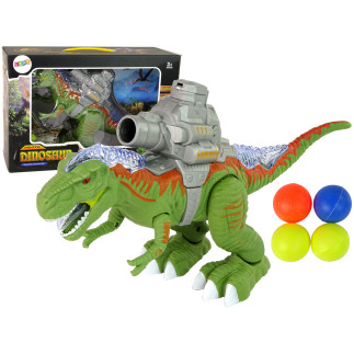 Dinozaur z katapultą chodzi strzela zielony