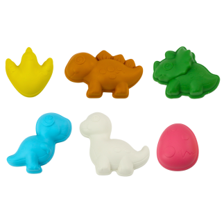 Zestaw zabawek do piasku toczka sześć foremek konewka dinozaury