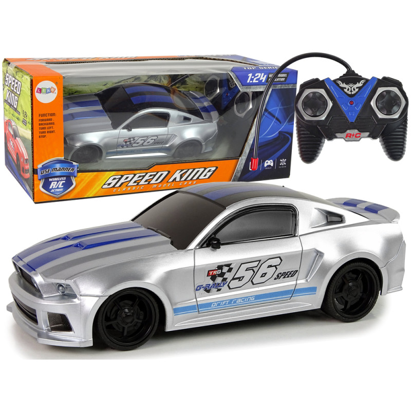 Sportowe srebrne auto zdalnie sterowane R/C Speed King 1:24 EAN: 5905214977474