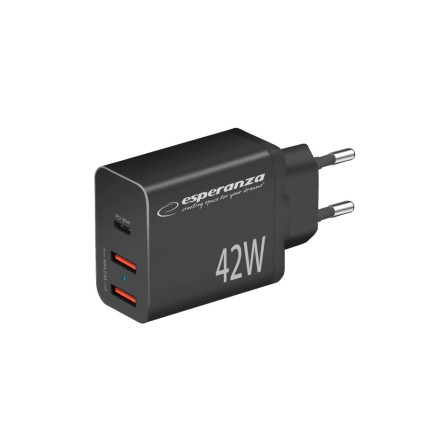 Esperanza ładowarka sieciowa 42w usb-c pd 30w / 2x usb-a 12w