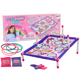 Gra zręcznościowa rzut woreczkiem obręczą 2w1 plansza jednorożce