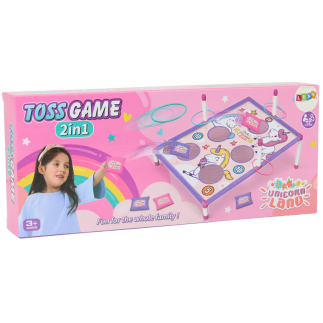Gra zręcznościowa rzut woreczkiem obręczą 2w1 plansza jednorożce