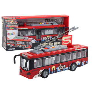 Trolejbus autobus 1:16 światła dźwięki napęd czerwony