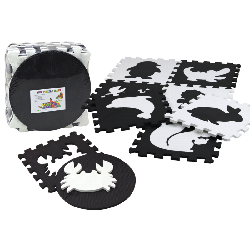 Miękkie Puzzle Mata Kontrastowa Edukacyjna Pianka EVA Czarno-Biała 19 ele. EAN: 5905991003113