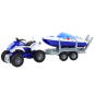 Quad policyjny z przyczepą do przewozu łodzi oraz motorówką