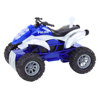 Quad policyjny z przyczepą do przewozu łodzi oraz motorówką