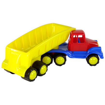 Duży samochód z naczepą 45cm żółty