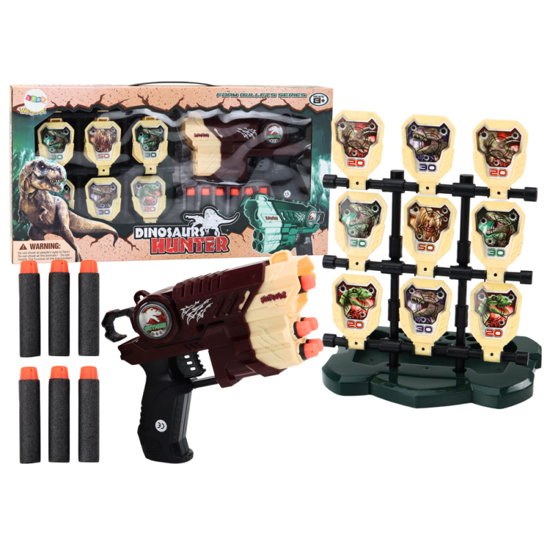 Zestaw Dinozaury: Pistolet z Tarczą i Strzałkami Piankowymi 5905991019947
