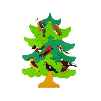 Drewniane drzewo ptaki leśne diy klocki drewniane puzzle trójwymiarowa