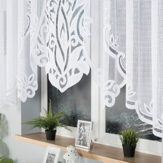 Pola firanka żakardowa gotowa, szerokość 300 x wysokość 140cm, kolor 001 biały