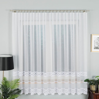 Firanka haftowana pasowa 180cm, kolor biały 001, EAN: 5907693266759