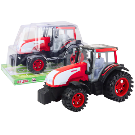 Duży traktor farmerski rolniczy napęd czerwony
