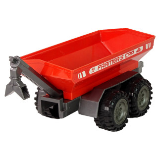 Zielony traktor z czerwoną przyczepką napęd frykcyjny