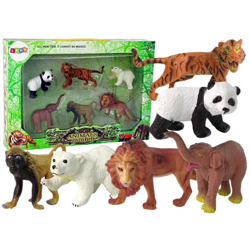 Zestaw 6 figurek dzikie zwierzęta safari figurka tygrys małpa lew