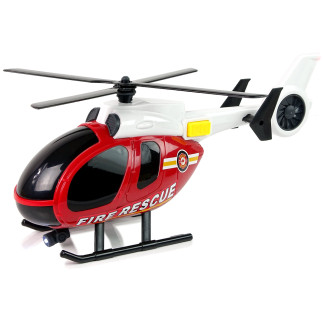 Zestaw Pojazdów: Helikopter, Auto Straż Pożarna z Dźwiękiem, Czerwony - EAN: 5905323211407