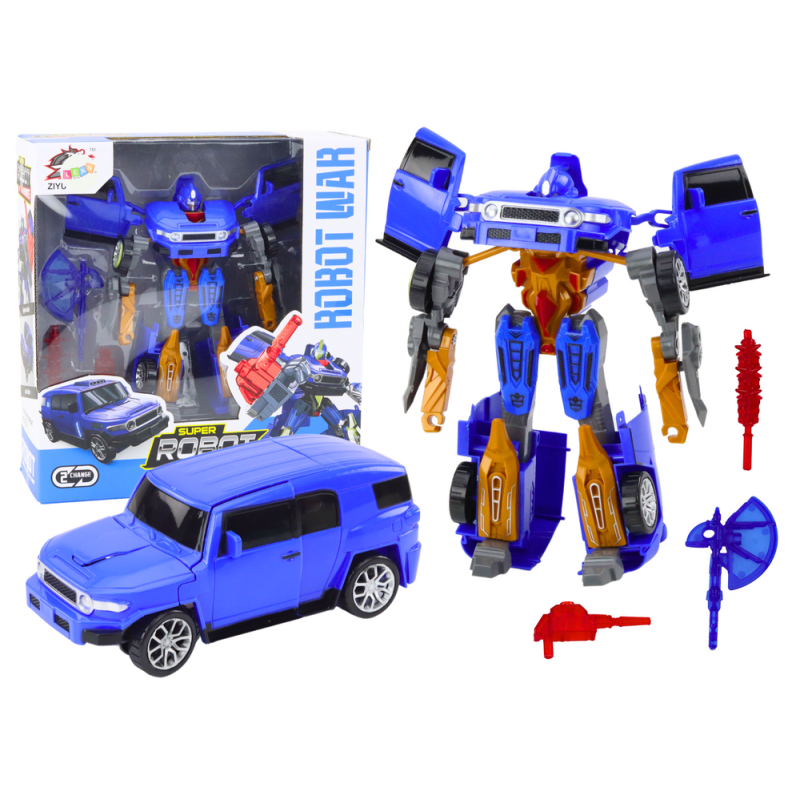 Robot Auto 2w1 z Transformacją i Akcesoriami, Broń Niebieski - EAN: 5905991022800