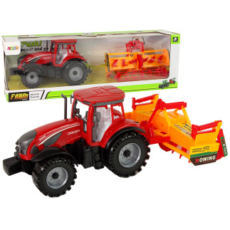 Traktor z kultywatorem napęd frykcyjny czerwony