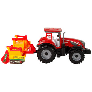 Traktor z kultywatorem napęd frykcyjny czerwony