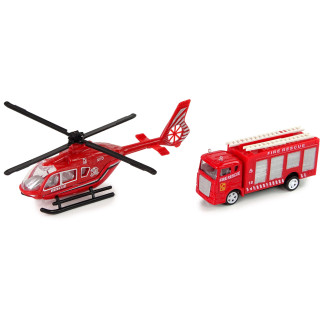 Zestaw autek straż pożarna z helikopterem - czerwony EAN: 5904665999950