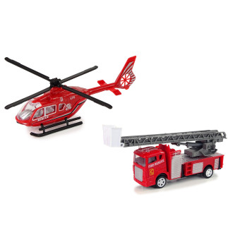 Zestaw autek straż pożarna z drabiną i helikopterem EAN: 5904665999967