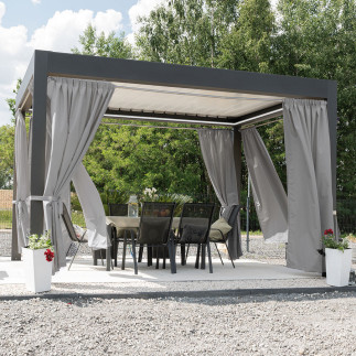 Gardenia zasłona gotowa na taśmie 140x180cm beżowo-szara EAN: 5906450001473