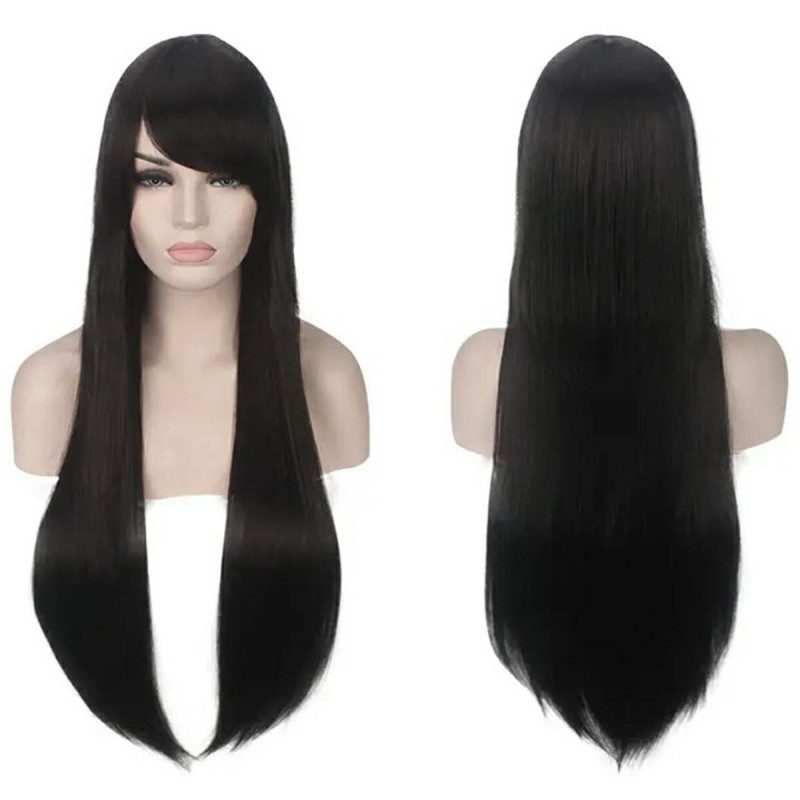 Bq3e peruka włosy 80cm czarne cosplay