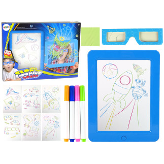 Magiczna podświetlana tablica 3d okulary niebieska