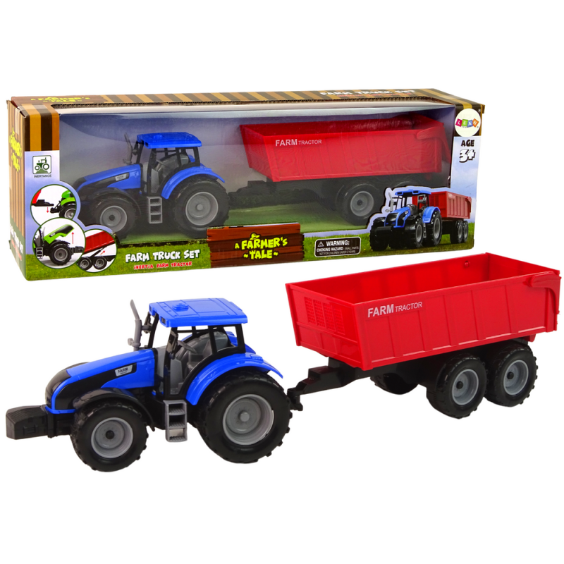 Niebieski Traktor z Przyczepą – Pojazd Rolniczy dla Dzieci, EAN: 5905679071885