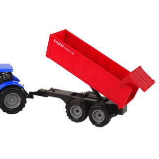 Traktor z przyczepą pojazd rolniczy farma niebieski