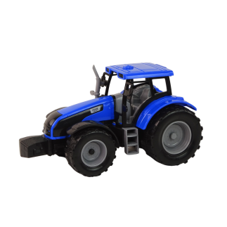 Traktor z przyczepą pojazd rolniczy farma niebieski