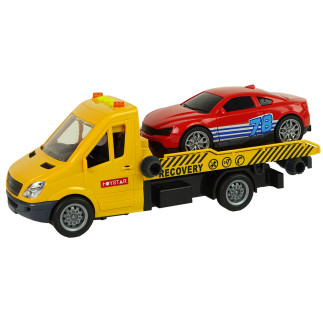 Samochód transportowy laweta z rampą i dźwiękami oraz światłami EAN: 5904665992692