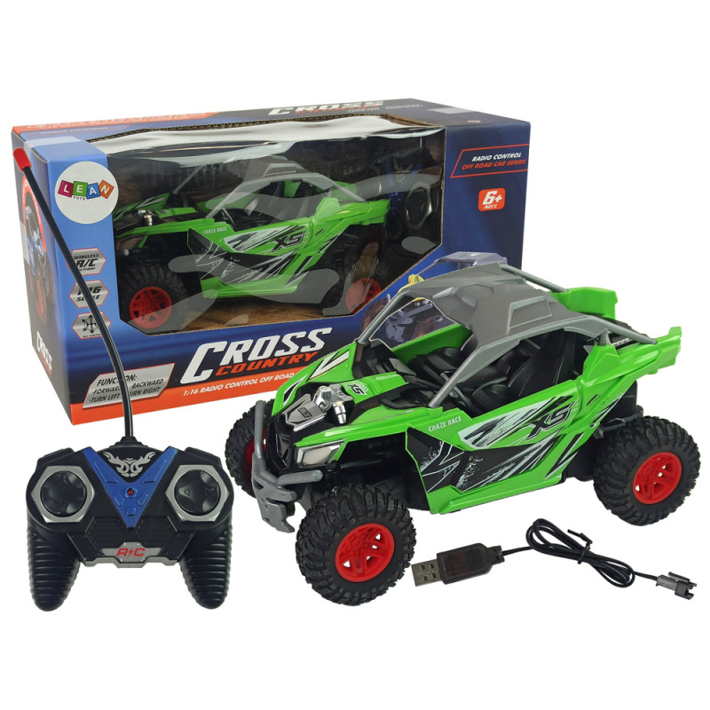 Terenowe auto cross country zdalnie sterowane pilot 27 mhz zielone