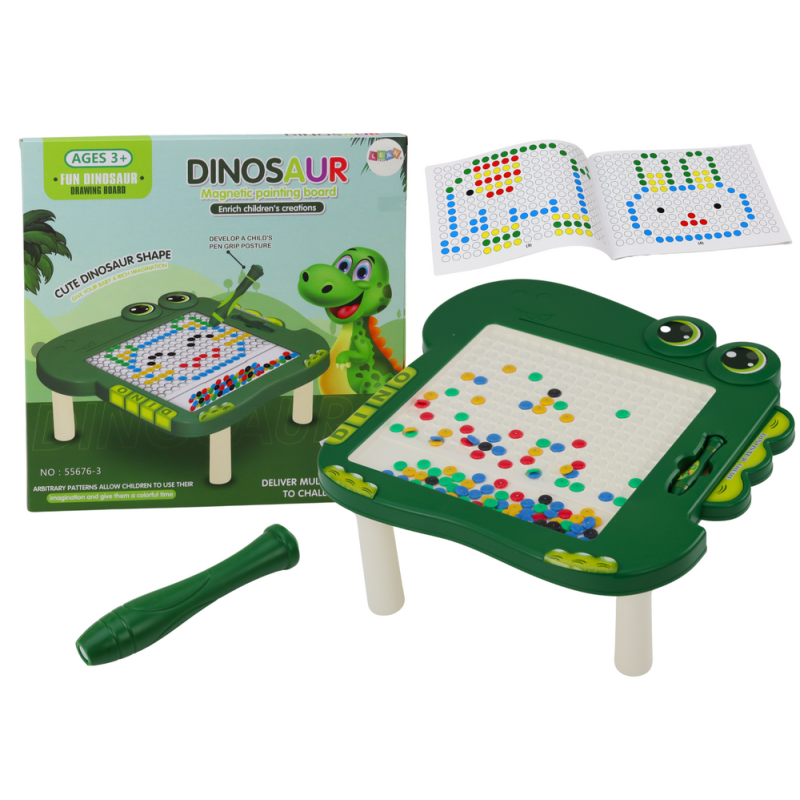 Stolik Edukacyjny Dinozaur z Magnetyczną Tablicą i Układanką Zieloną - EAN: 5905991006374