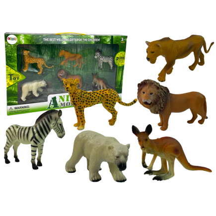 Zestaw figurek afryka dzikie zwierzęta kangur zebra