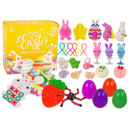 Zestaw zabawek wielkanocnych fidget toys antystresowe 24 elementów