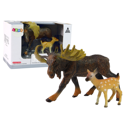 Zestaw 2 figurek łoś sarna zwierzęta leśne figurka