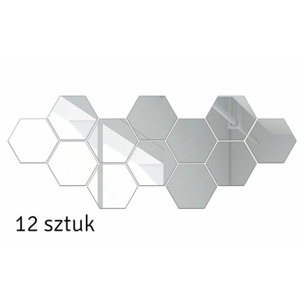 AG543D NAKLEJKI LUSTRO SZEŚCIOKĄTY 12SZT