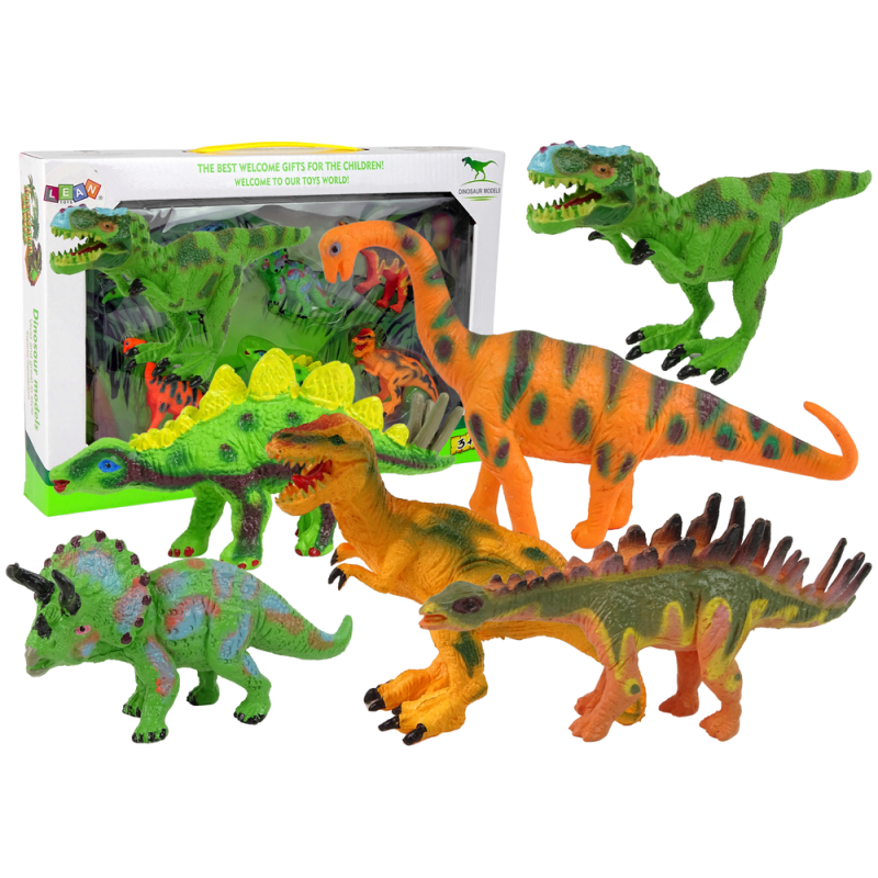 Zestaw Dinozaurów Figurki Modele 6 Sztuk z Akcesoriami - EAN: 5905214970550