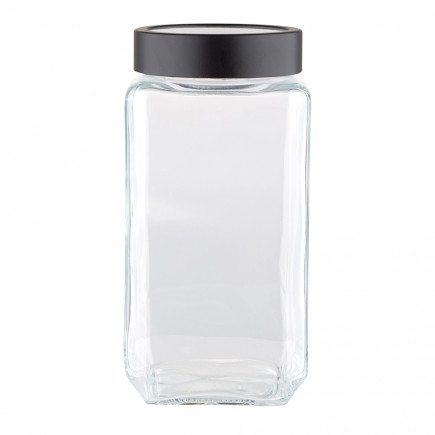 POJEMNIK SZKLANY KWADRATOWY Z CZARNĄ POKRYWKĄ 1,0L