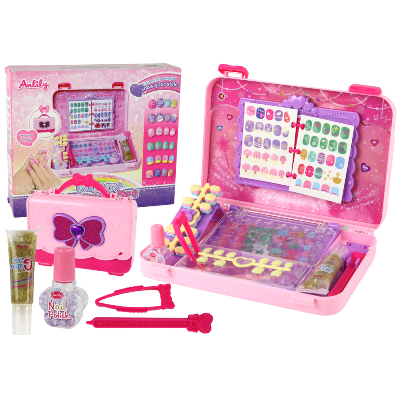 Walizka z akcesoriami do paznokci manicure naklejki tipsy
