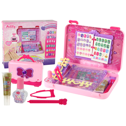 Walizka z akcesoriami do paznokci manicure naklejki tipsy