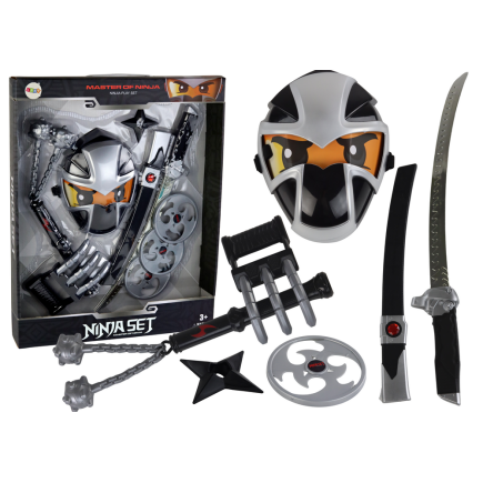 Ninja zestaw wojownika miecz maska shuriken dyski pazury kiścień